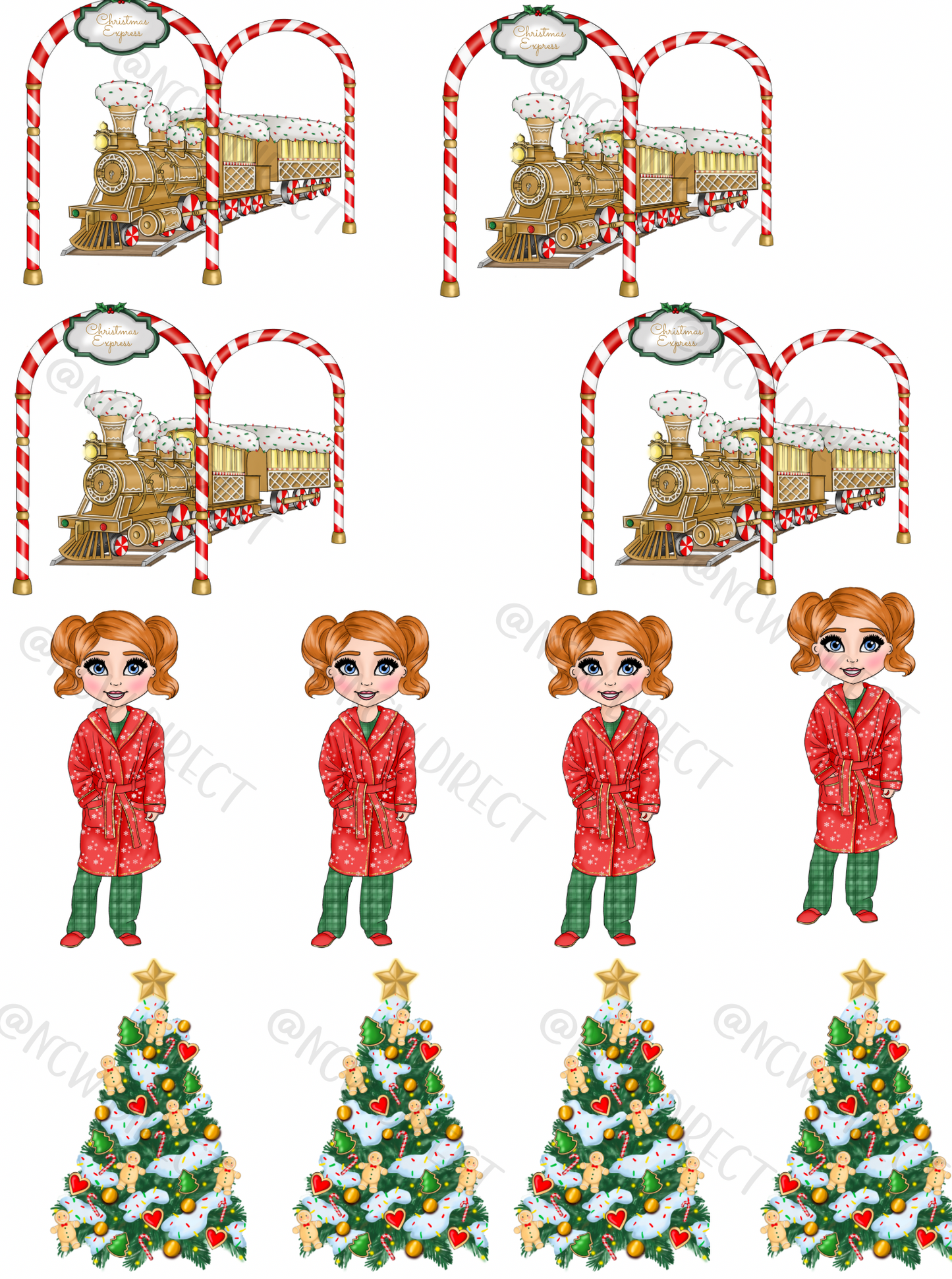 Christmas Express Girl Gingerbread Train UVDTF