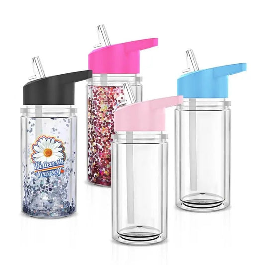 12oz Pre-Drilled snow globe water bottle