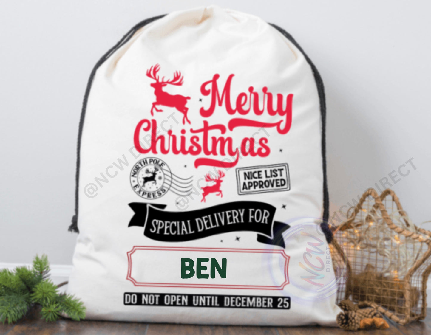 A3 Christmas Sack DTF Print