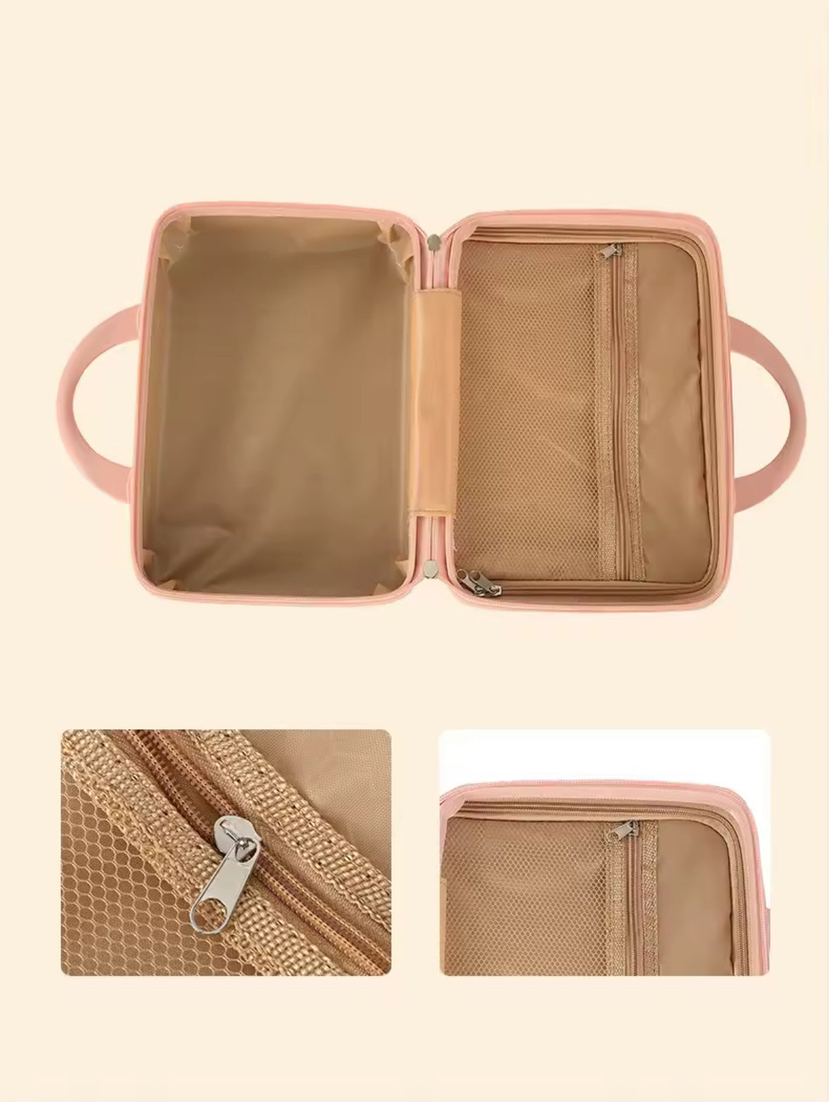 Carryon Case with Elastic Fixed Strap Zipper Closure and lock