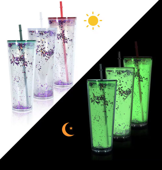 24oz Glow in the dark  Insulated Pre-Drilled Tumbler