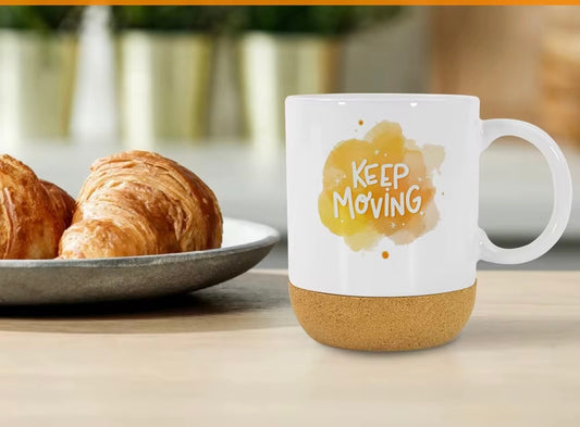 15oz Glossy Ceramic Sublimation mug with Lid and Cork Base