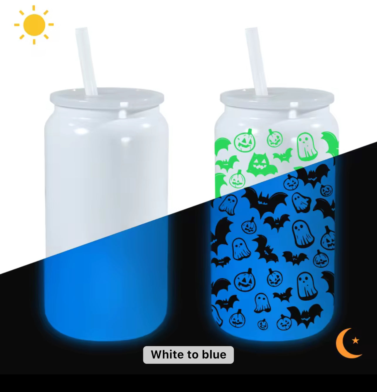 Glow in The dark 16oz Sublimation Double walled insulated Tumbler