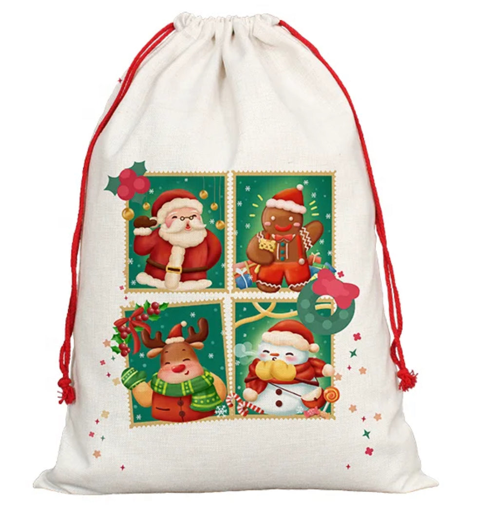 Sublimation Christmas sack with red Drawstring 50* 70cm