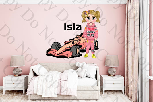 Pink Cars Tracksuit Girl wallpaper