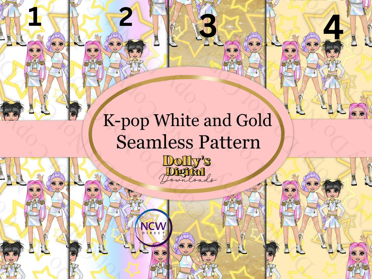 K-pop White and Gold wrapping paper