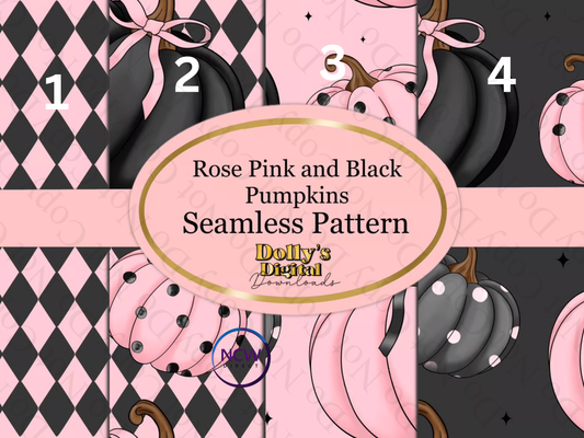 Rose Pink and Black Pumpkins Wrapping paper