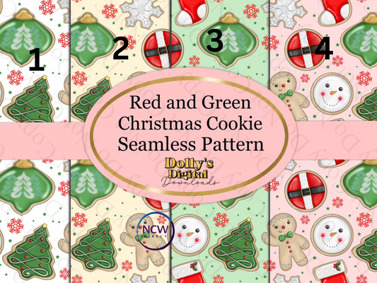 Red and Green Christmas Cookie Wrapping paper