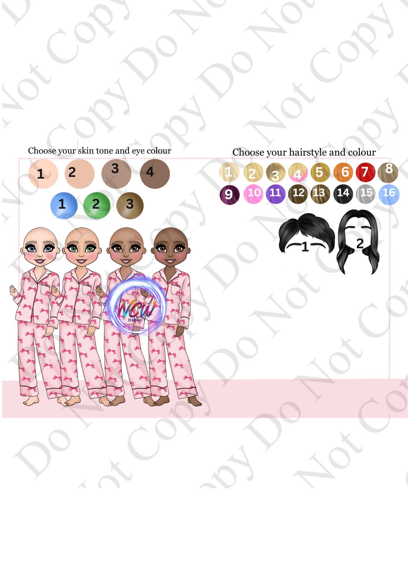 Pink Bow Makeup Doll DTF A3