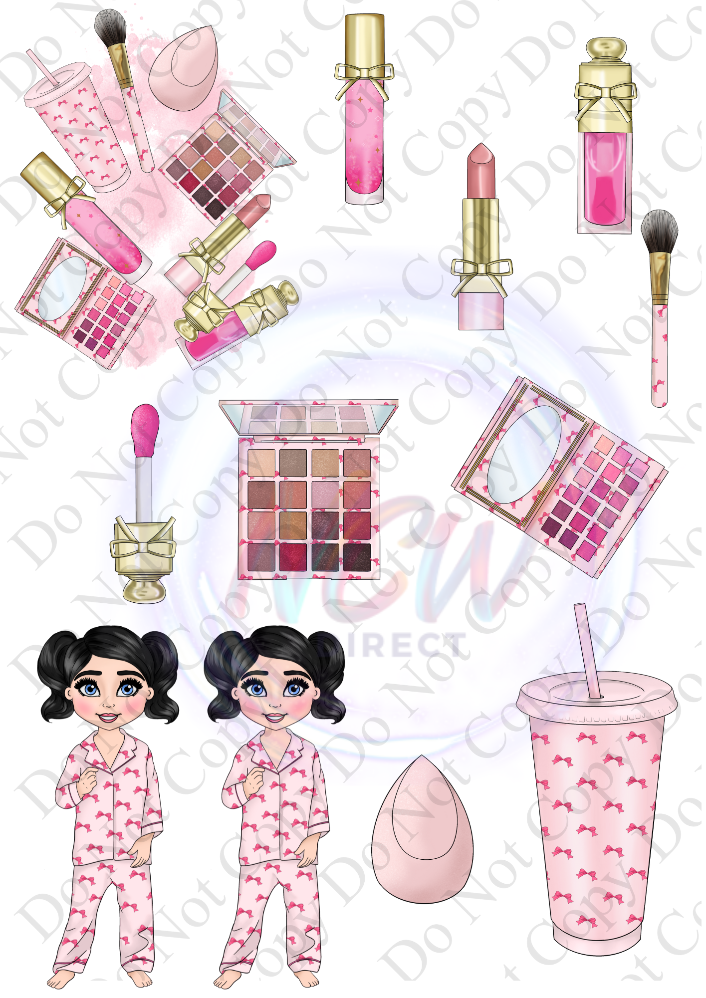 Pink Bow Toddler Make up Girl UVDTF