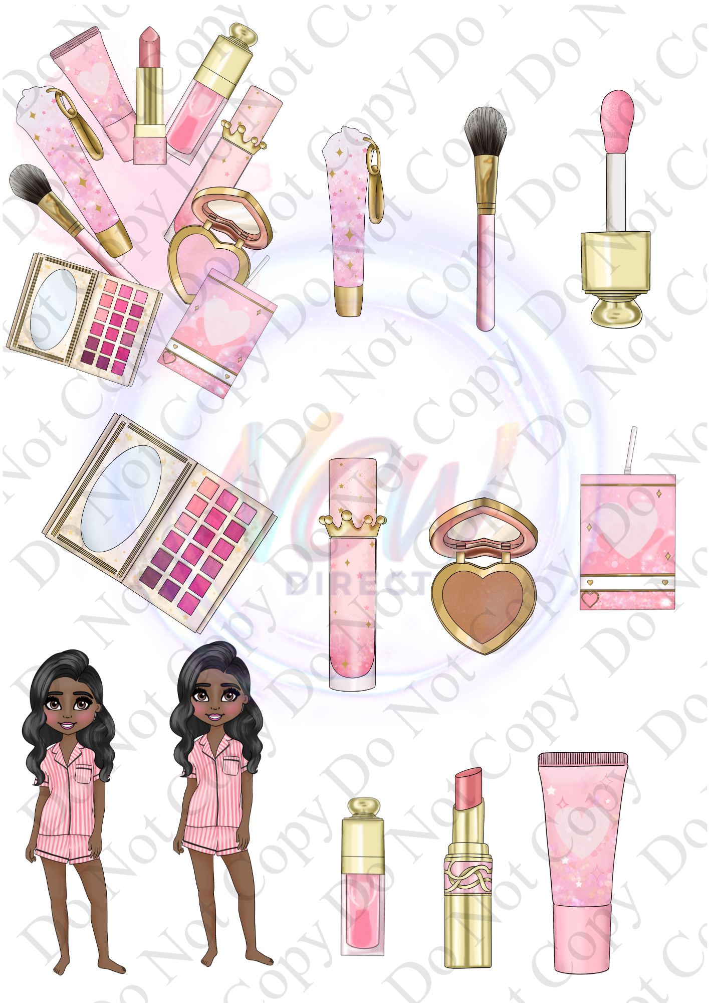 Shorts Pyjama Makeup Doll UVDTF A4 Sheet