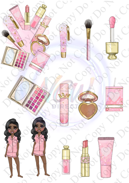 Shorts Pyjama Makeup Doll UVDTF A4 Sheet