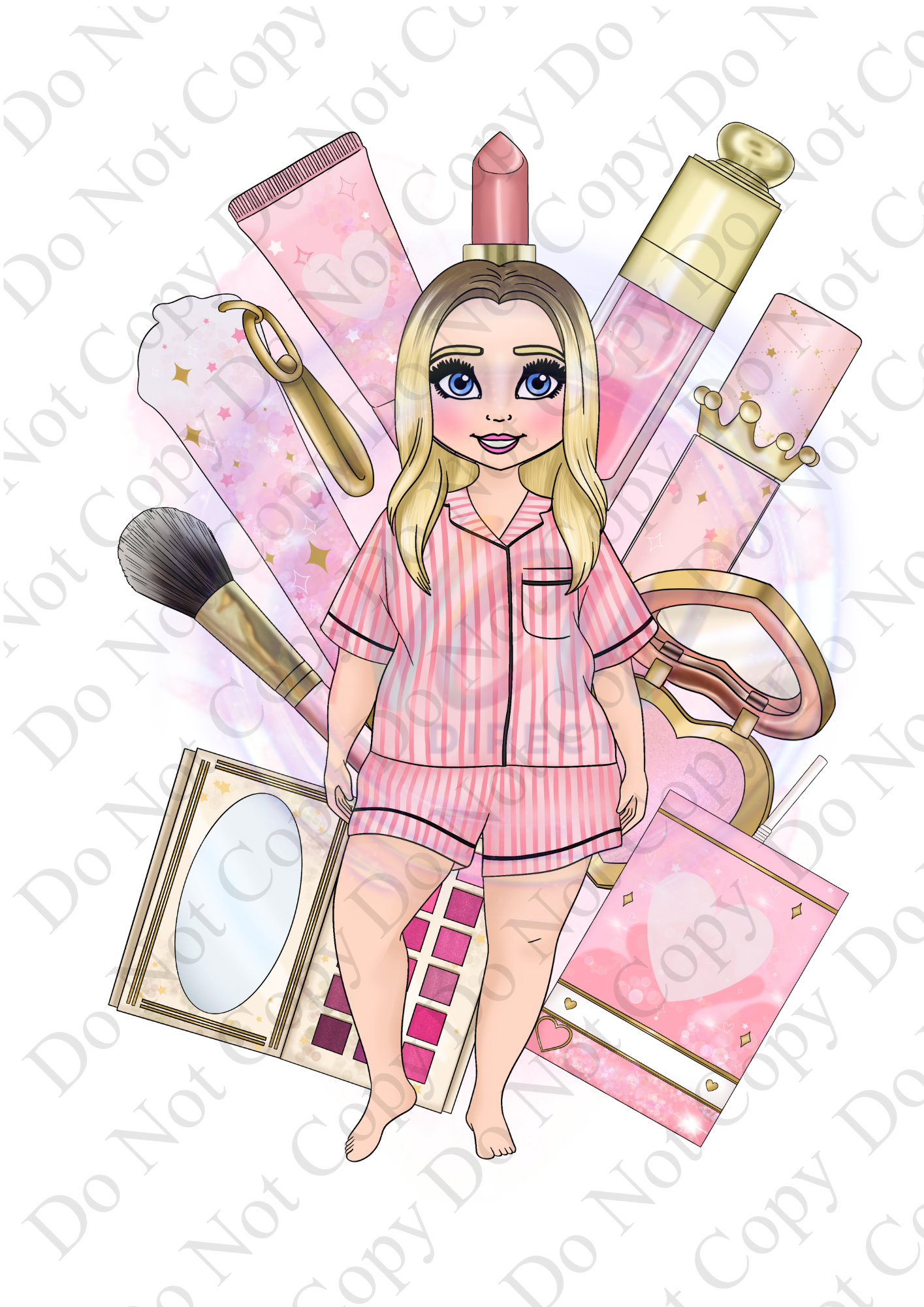 Shorts Pyjama plus size Makeup Doll DTF A3