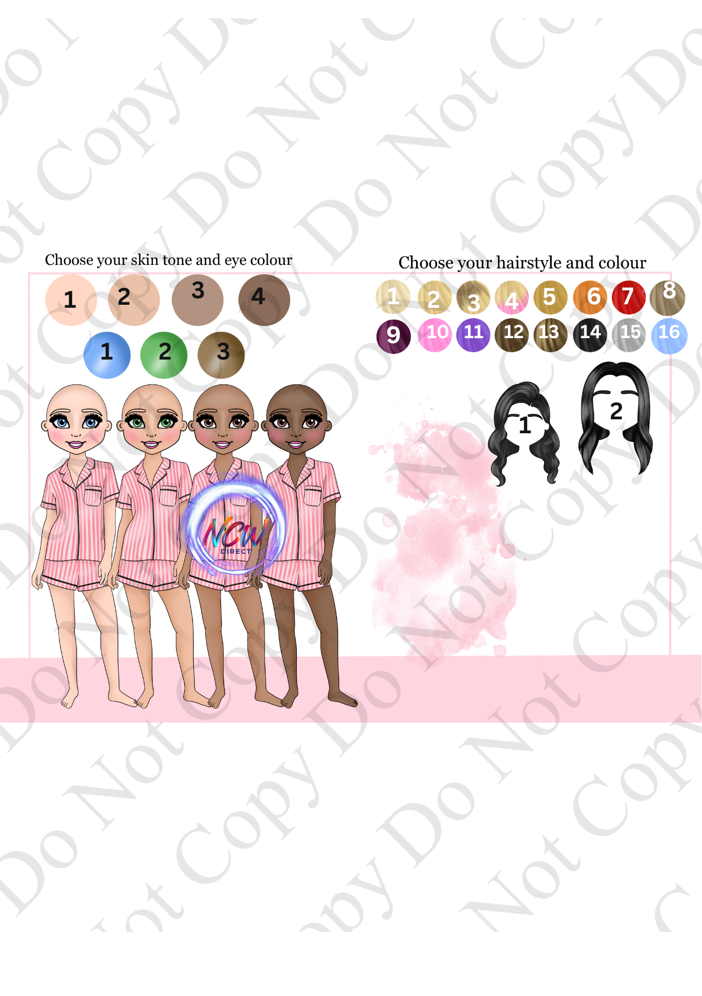 Shorts Pyjama Makeup Doll UVDTF A4 Sheet