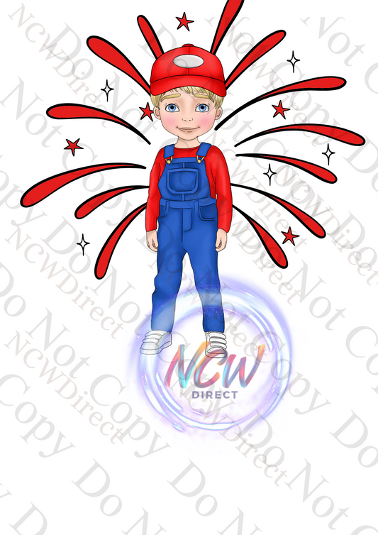 Red Dungaree Boy DTF