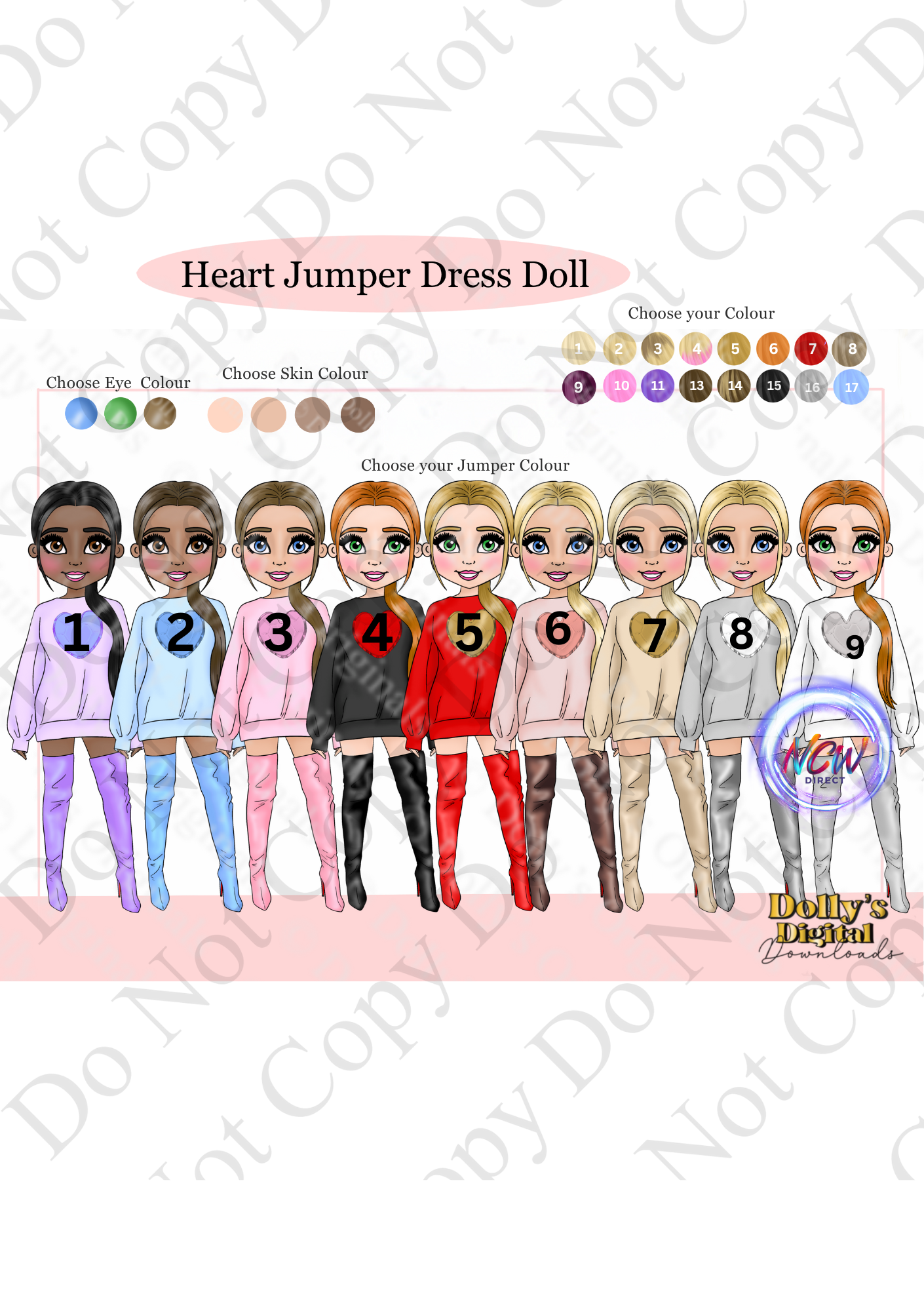 Heart Jumper Dress Doll UVDTF