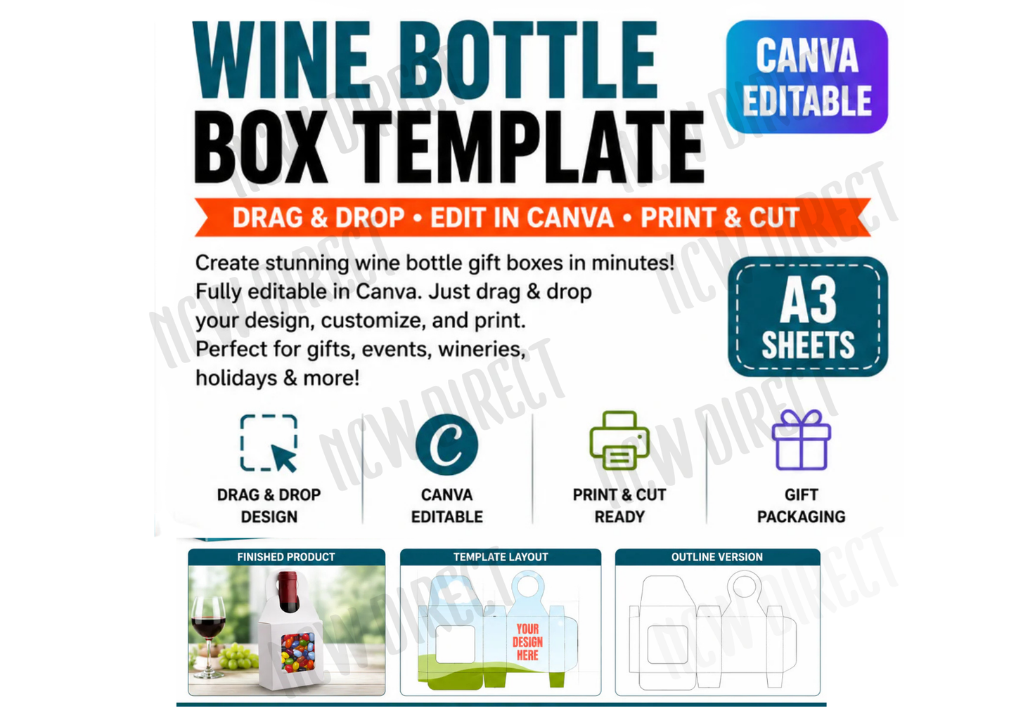 WINE BOTTLE BOX TEMPLATE