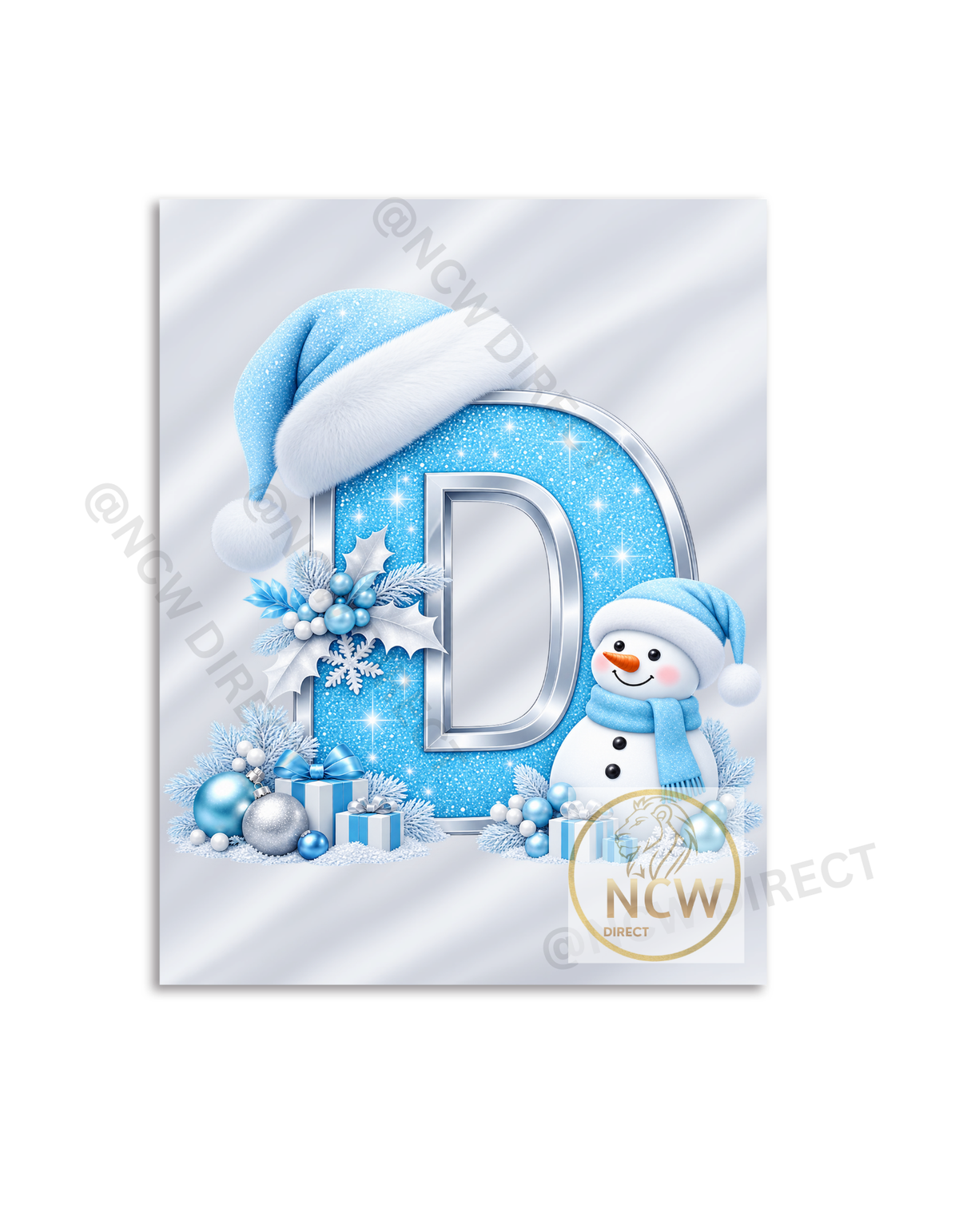 Christmas Snowman Alphabet Blue