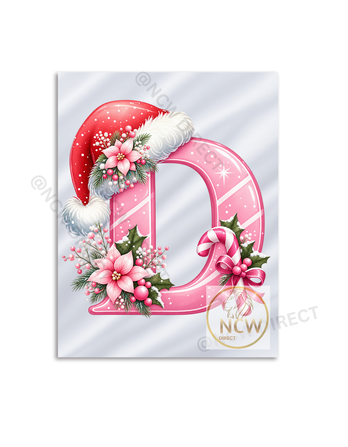 Christmas Watercolour Alphabet Pink