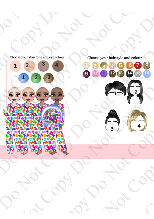 Various Makeup Doll UVDTF  A4 Sheet