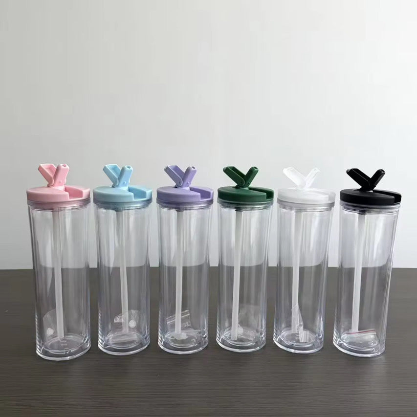 20oz Plastic Pre Drilled Double Wall Snowglobe Tumbler