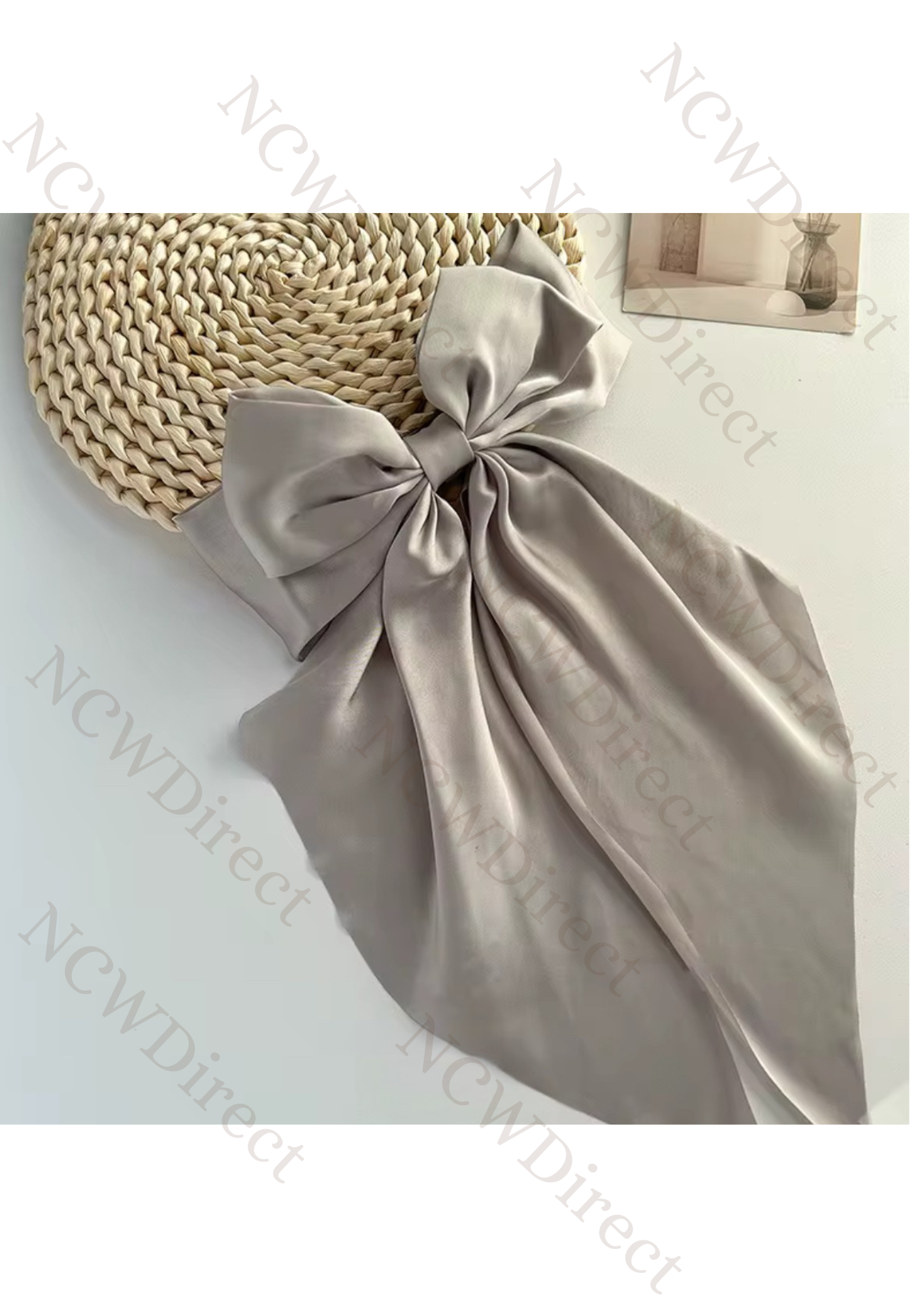 Oversized Satin Hair Bows with Long Tail and hair clip