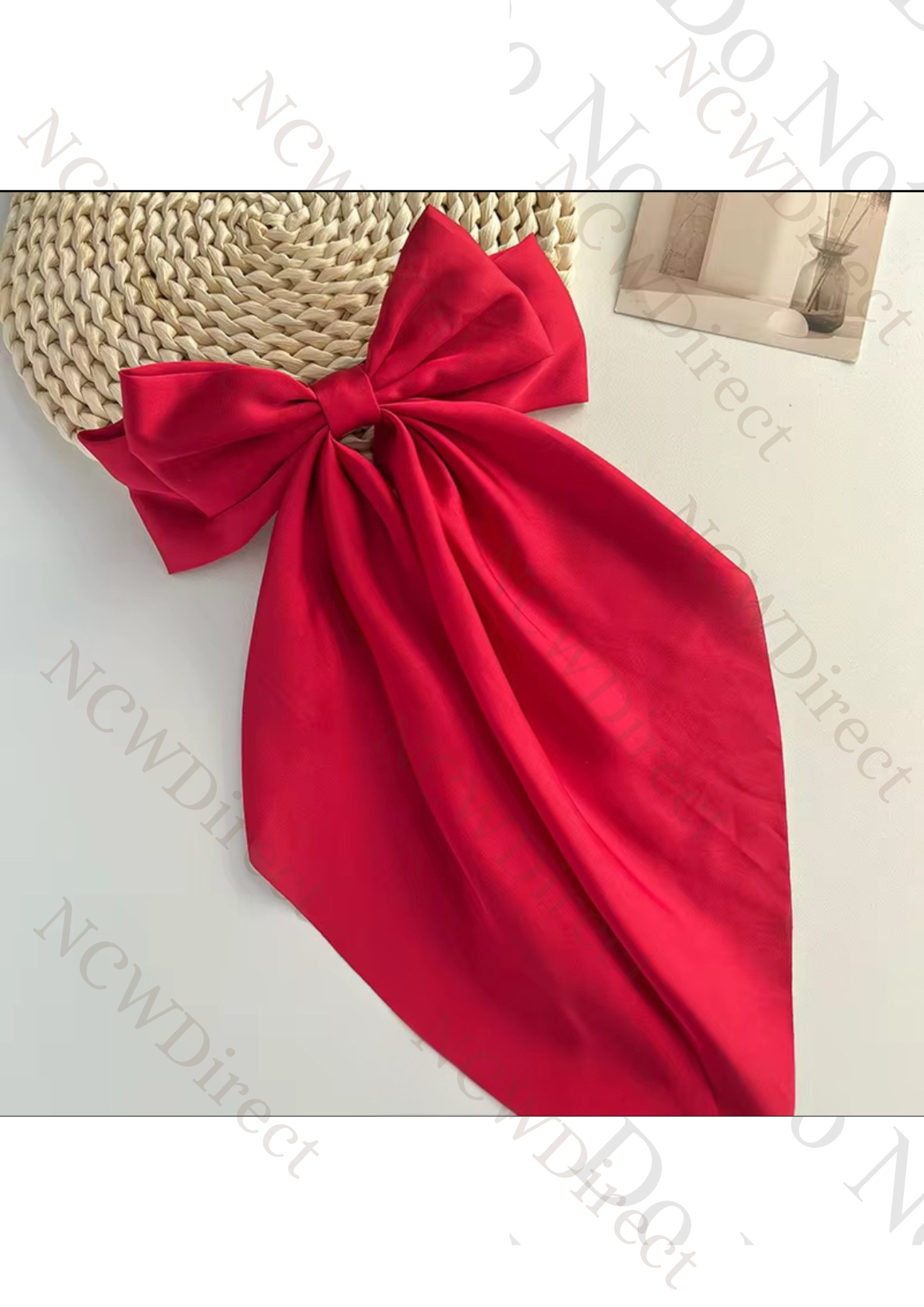 Oversized Satin Hair Bows with Long Tail and hair clip