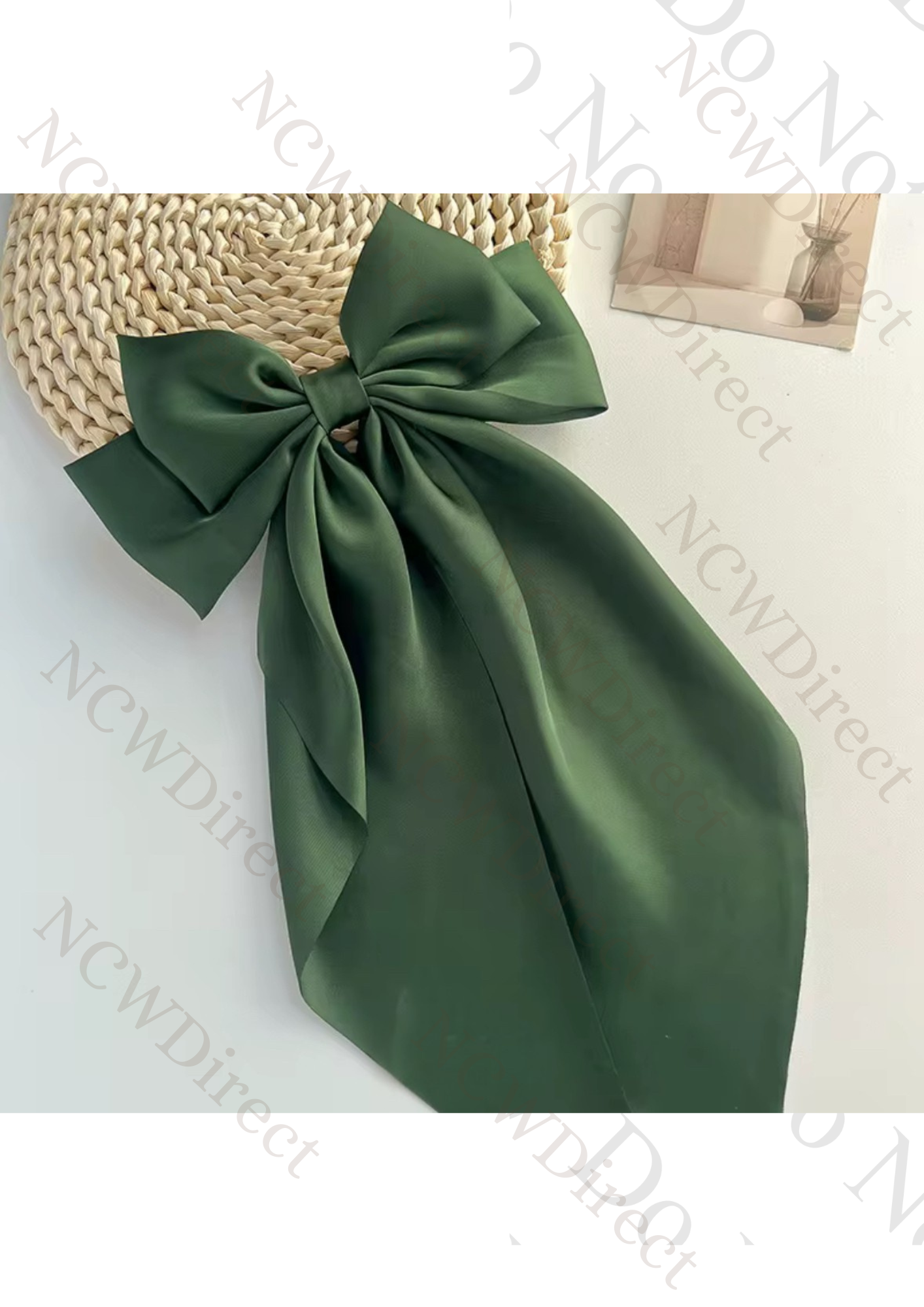 Oversized Satin Hair Bows with Long Tail and hair clip