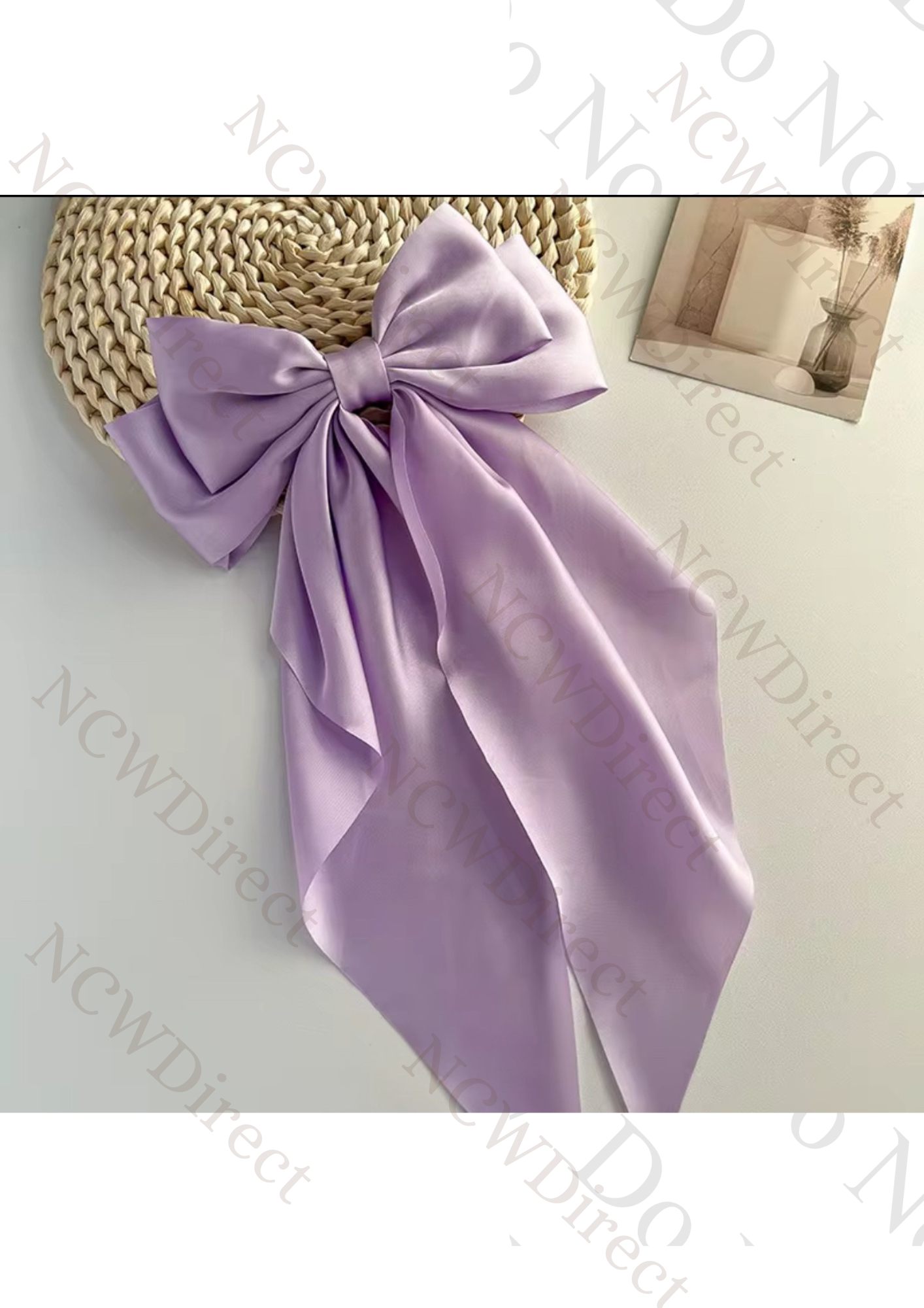 Oversized Satin Hair Bows with Long Tail and hair clip
