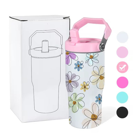 20oz Flip Coloured Handle Straw Sublimation Tumblers