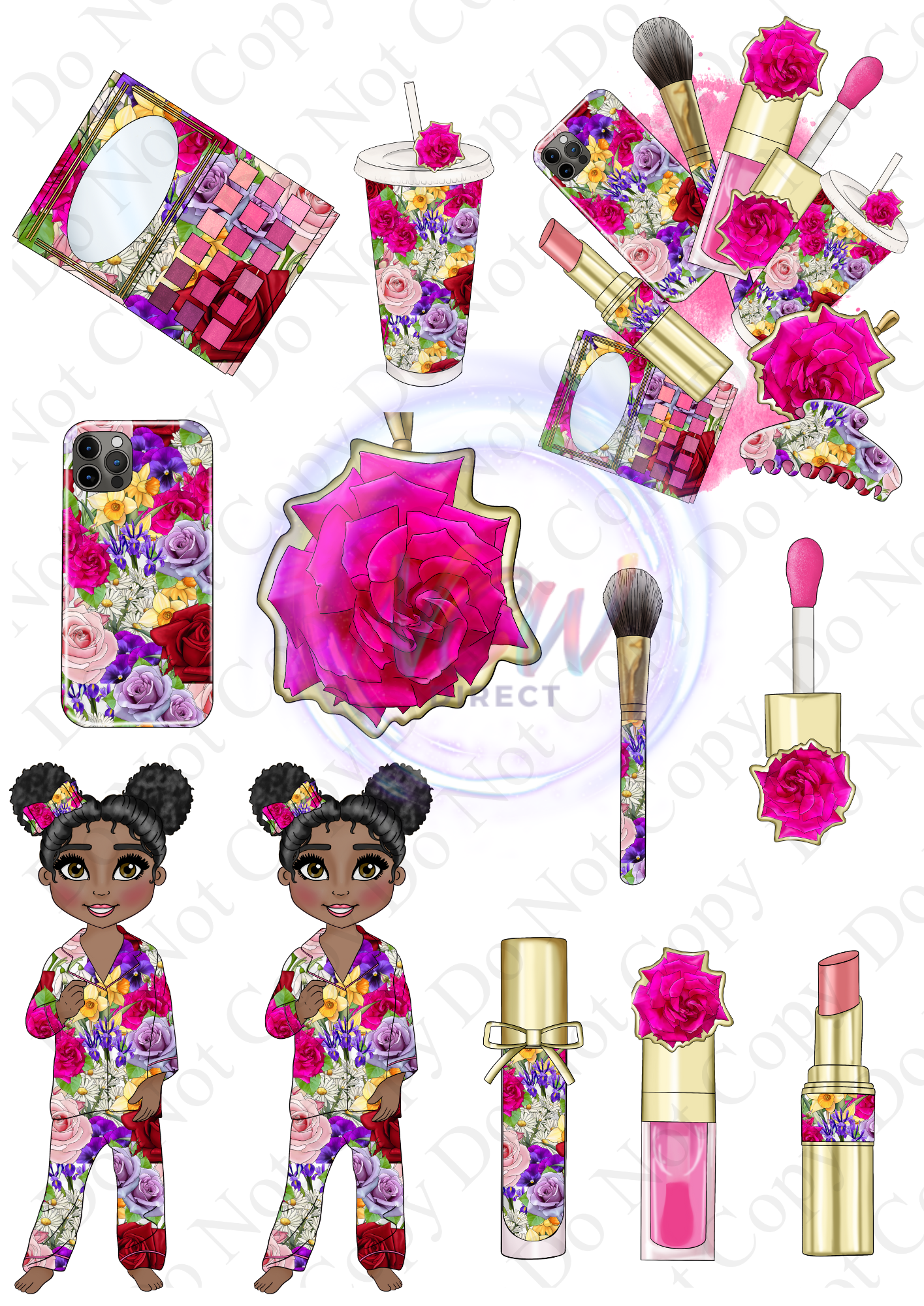 Full Blooms Toddler makeup Dolly A4 Sheet