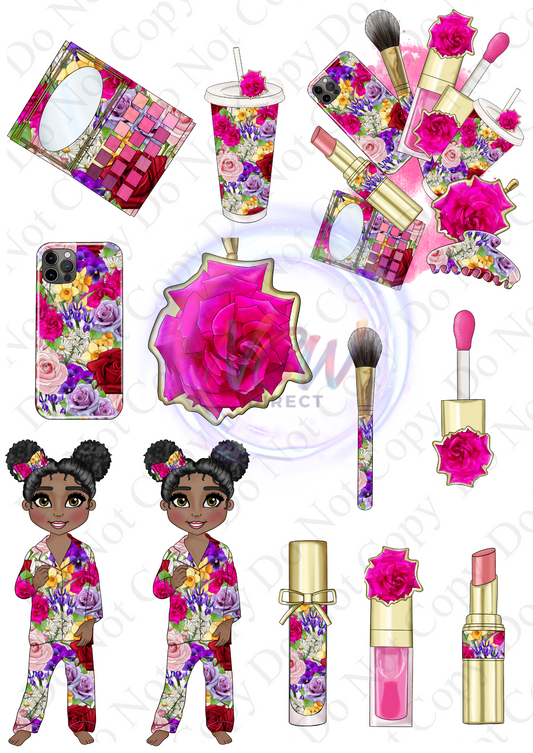 Full Blooms Toddler makeup Dolly A4 Sheet