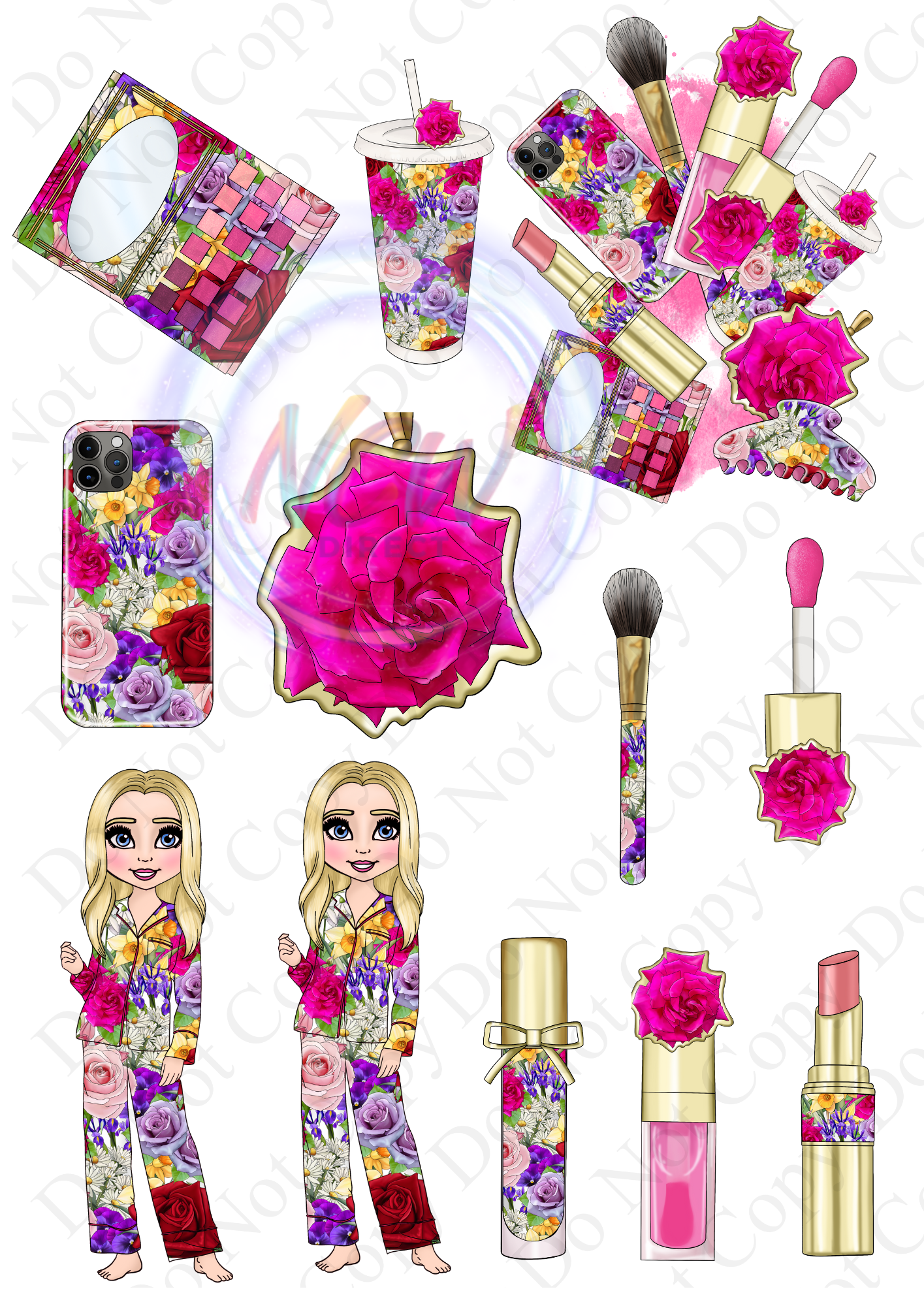 Various Makeup Doll UVDTF A4 Sheet