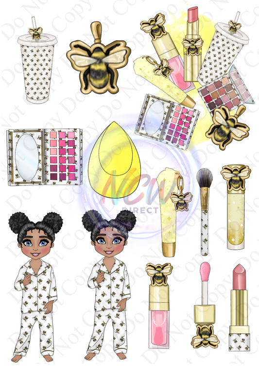 Bee Pyjams Toddler makeup Dolly A4 Sheet