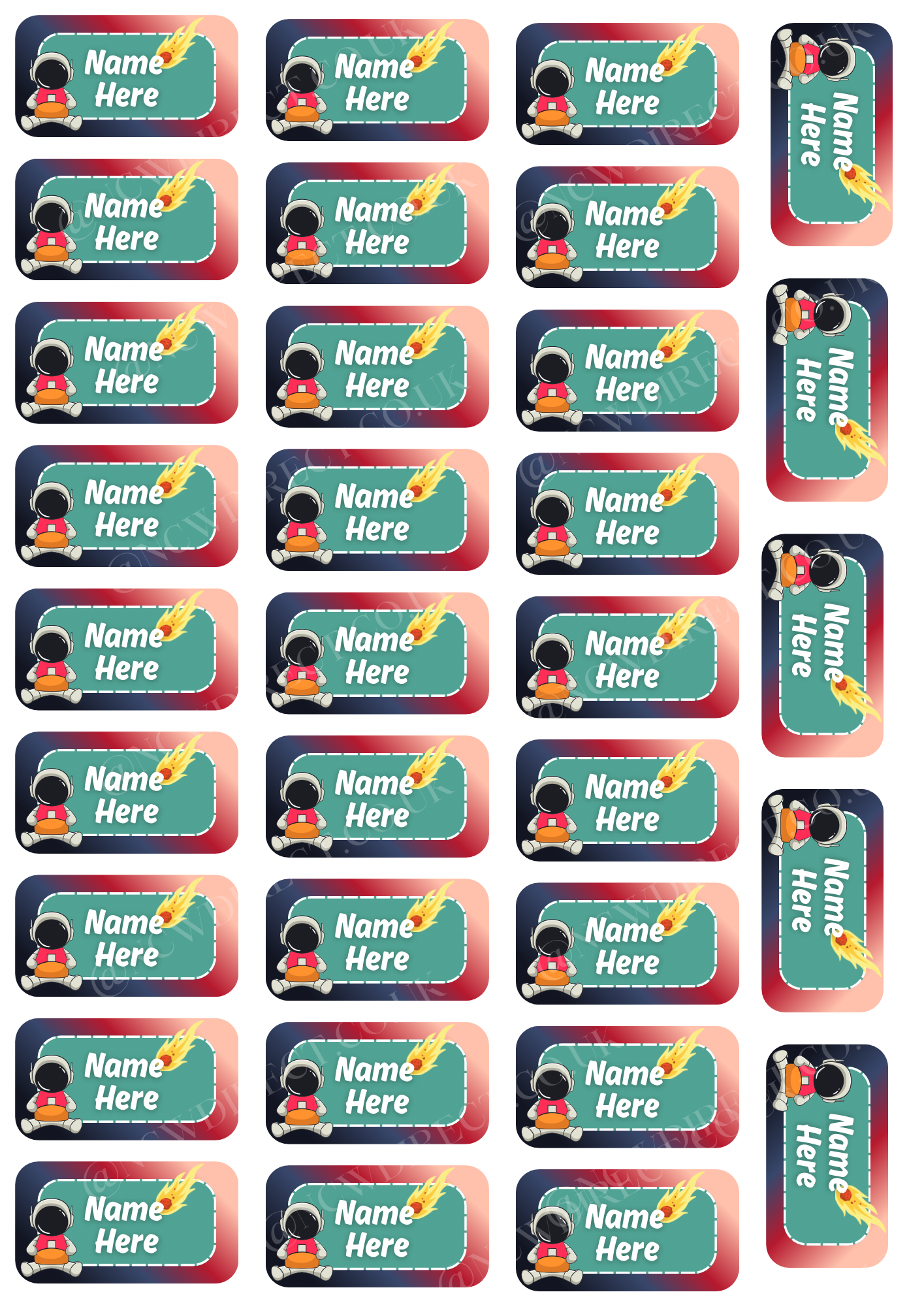 Space design DTF Name Label