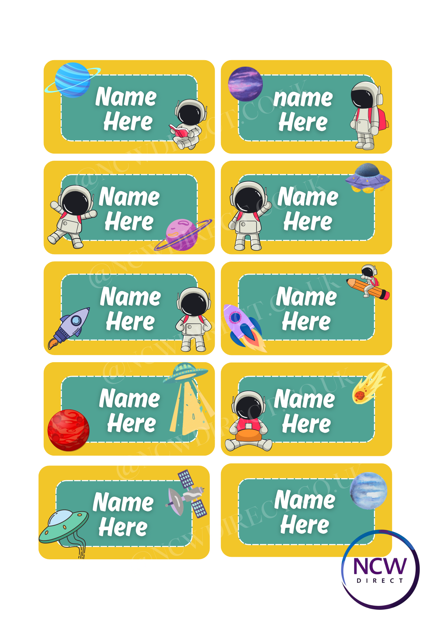 Space design DTF Name Label