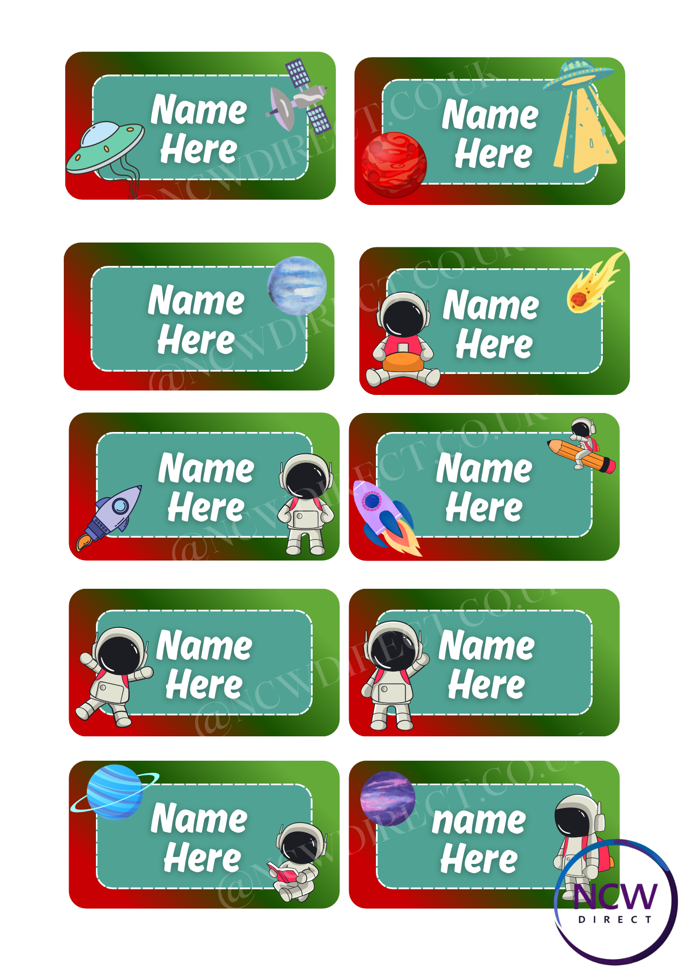 Space design DTF Name Label