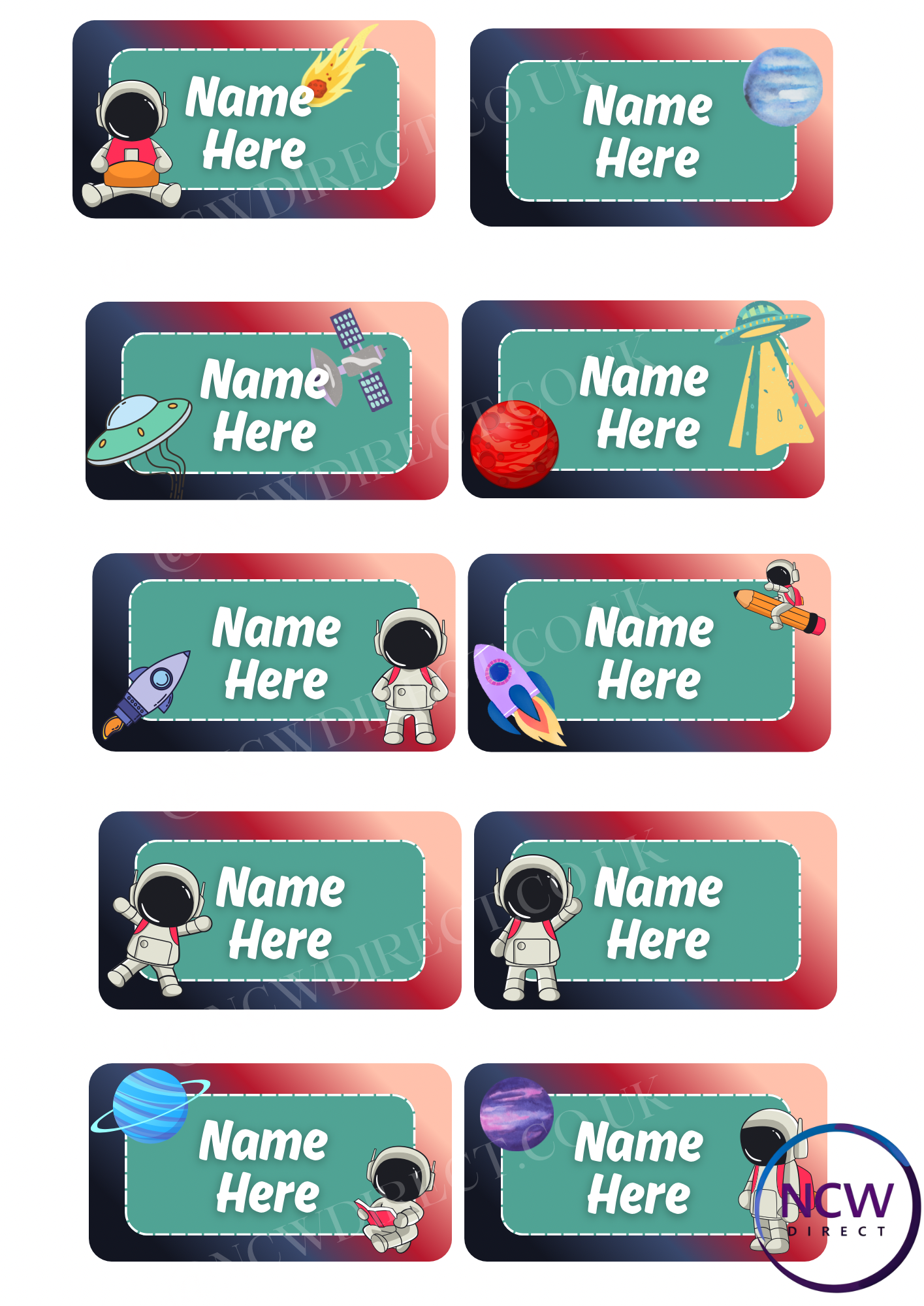 Space design DTF Name Label