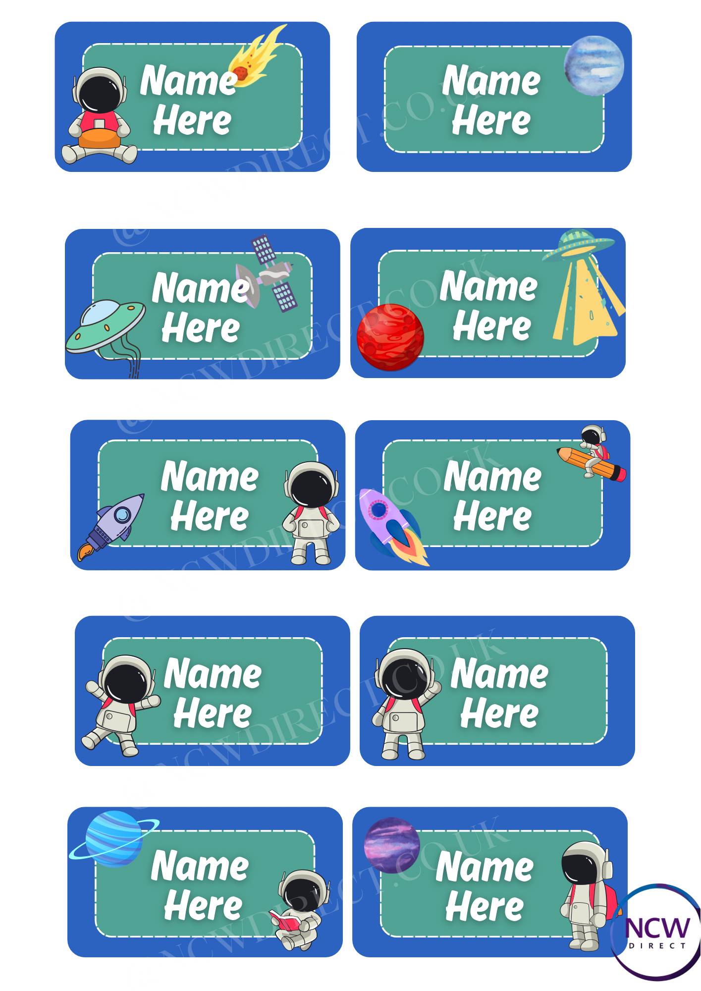 Space design DTF Name Label