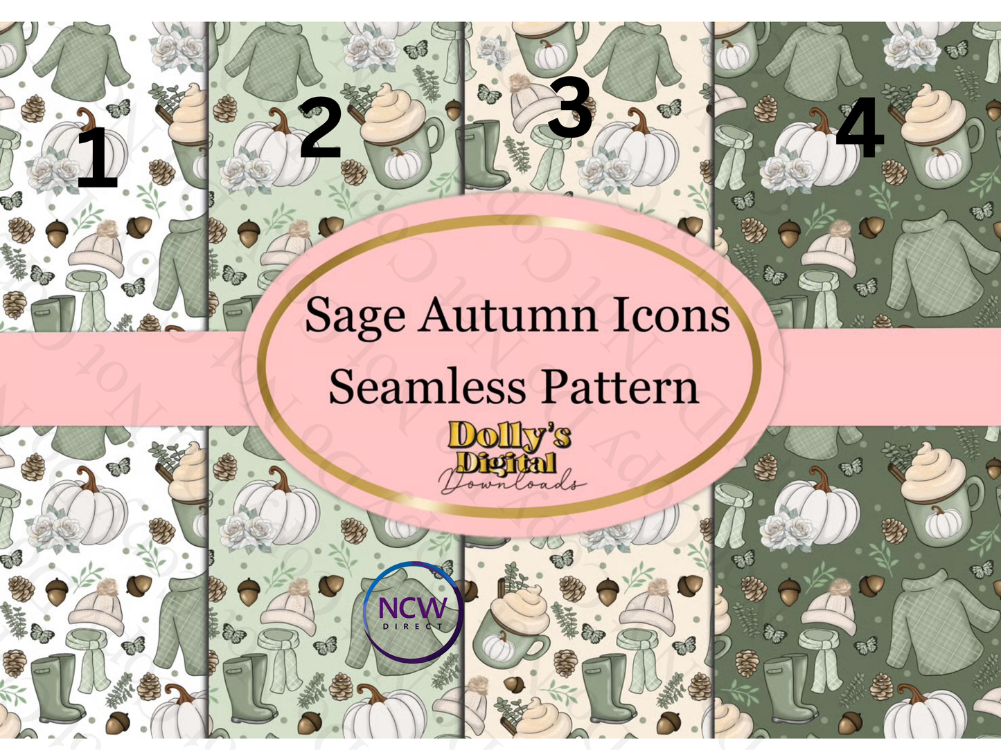 Sage Autumn Icons Wrapping paper