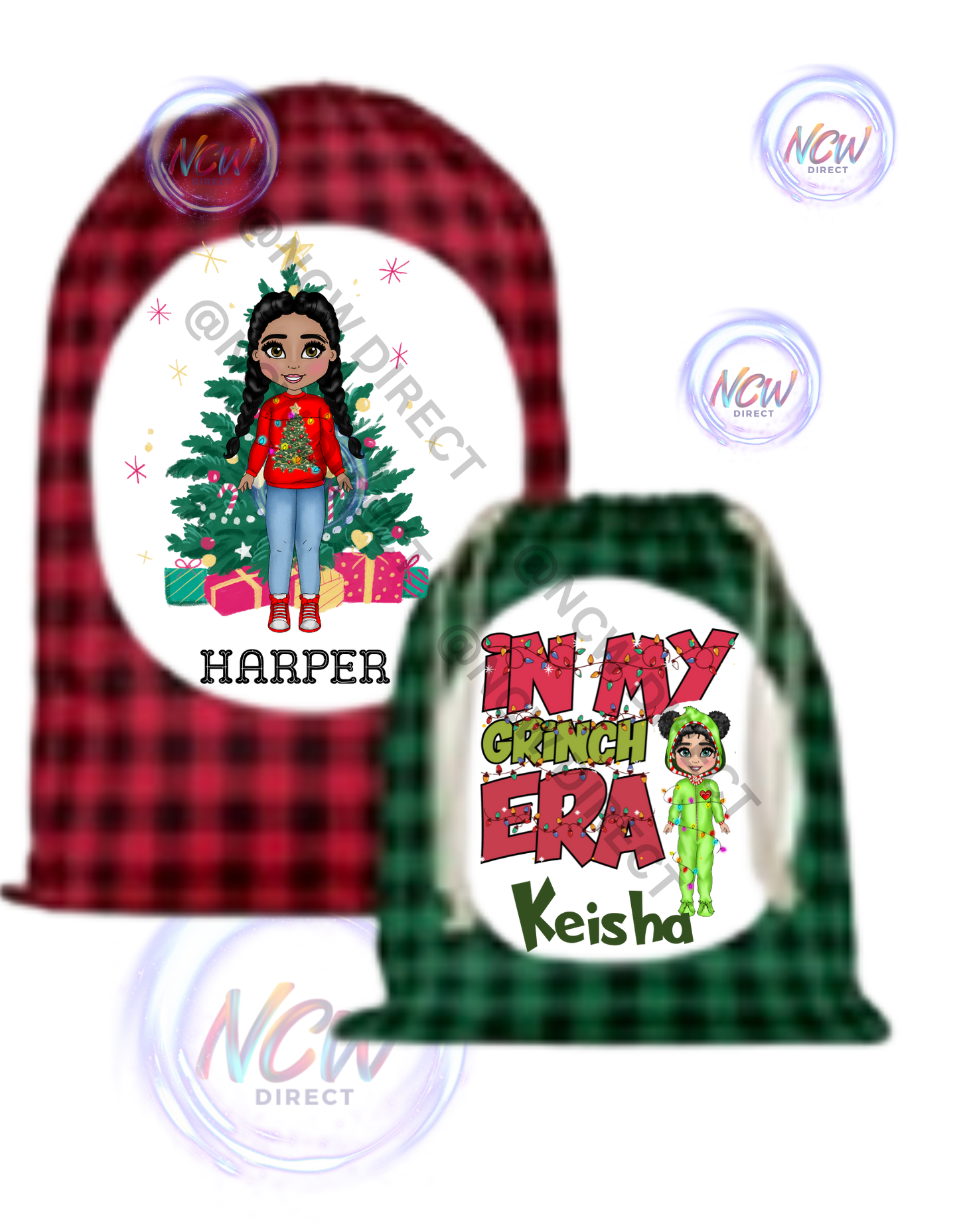 Large Xmas Gift Bag Sublimation Linen Drawstring Christmas