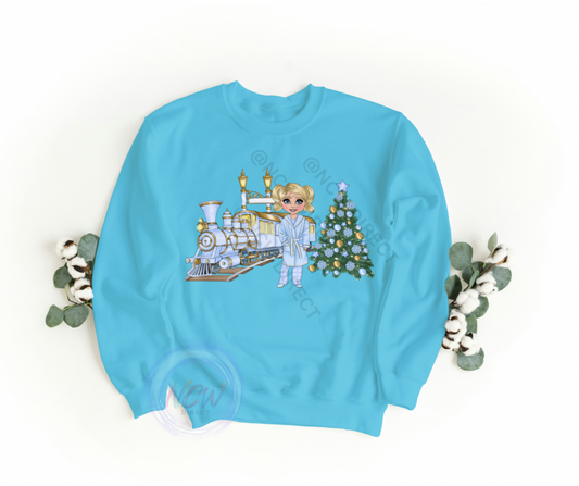 Christmas Express Blue Girl DTF PRINT