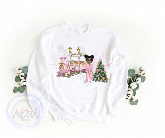 Christmas Express Pink Girl DTF PRINT