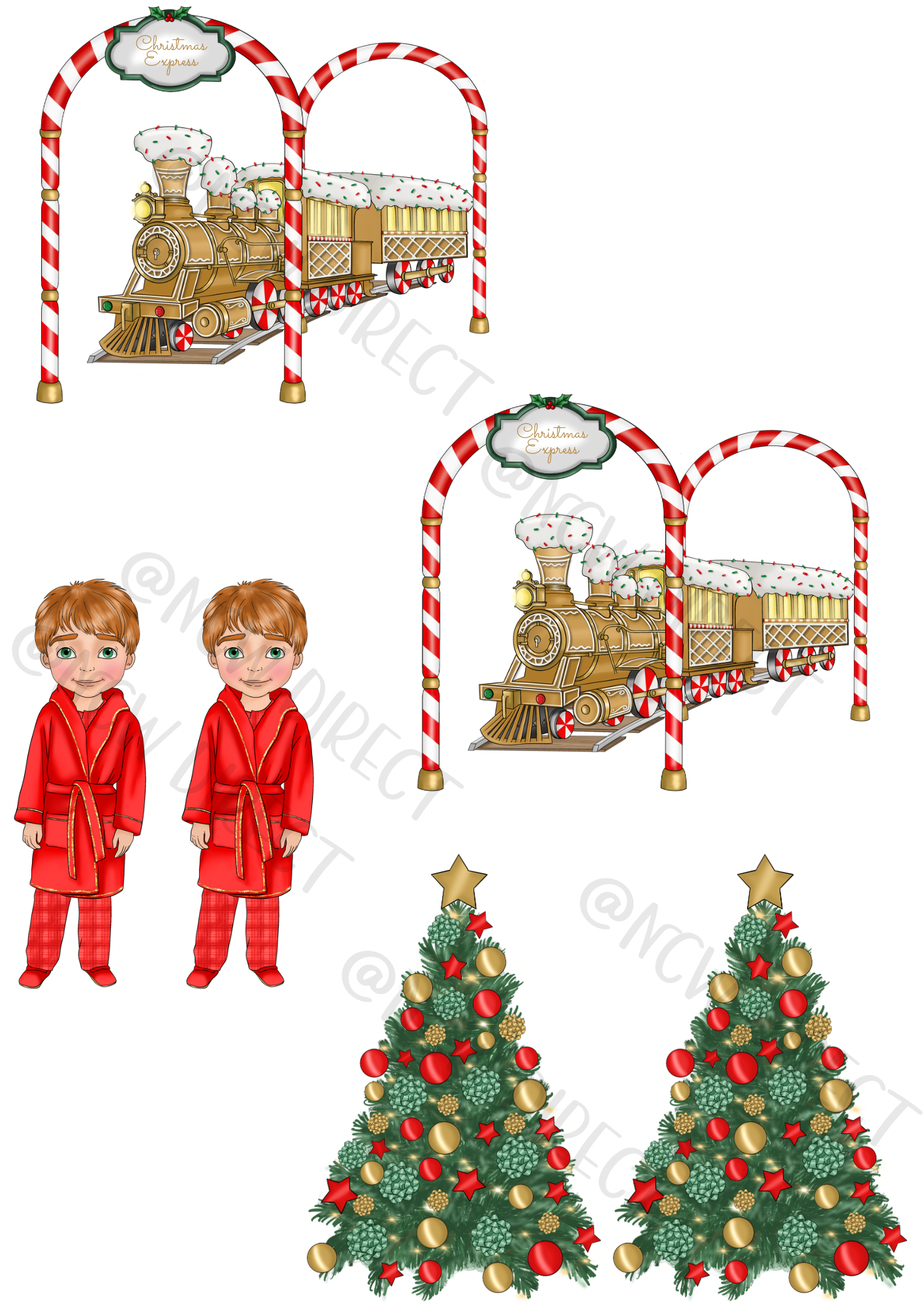 Christmas Express Boy Red Gingerbread Train UVDTF