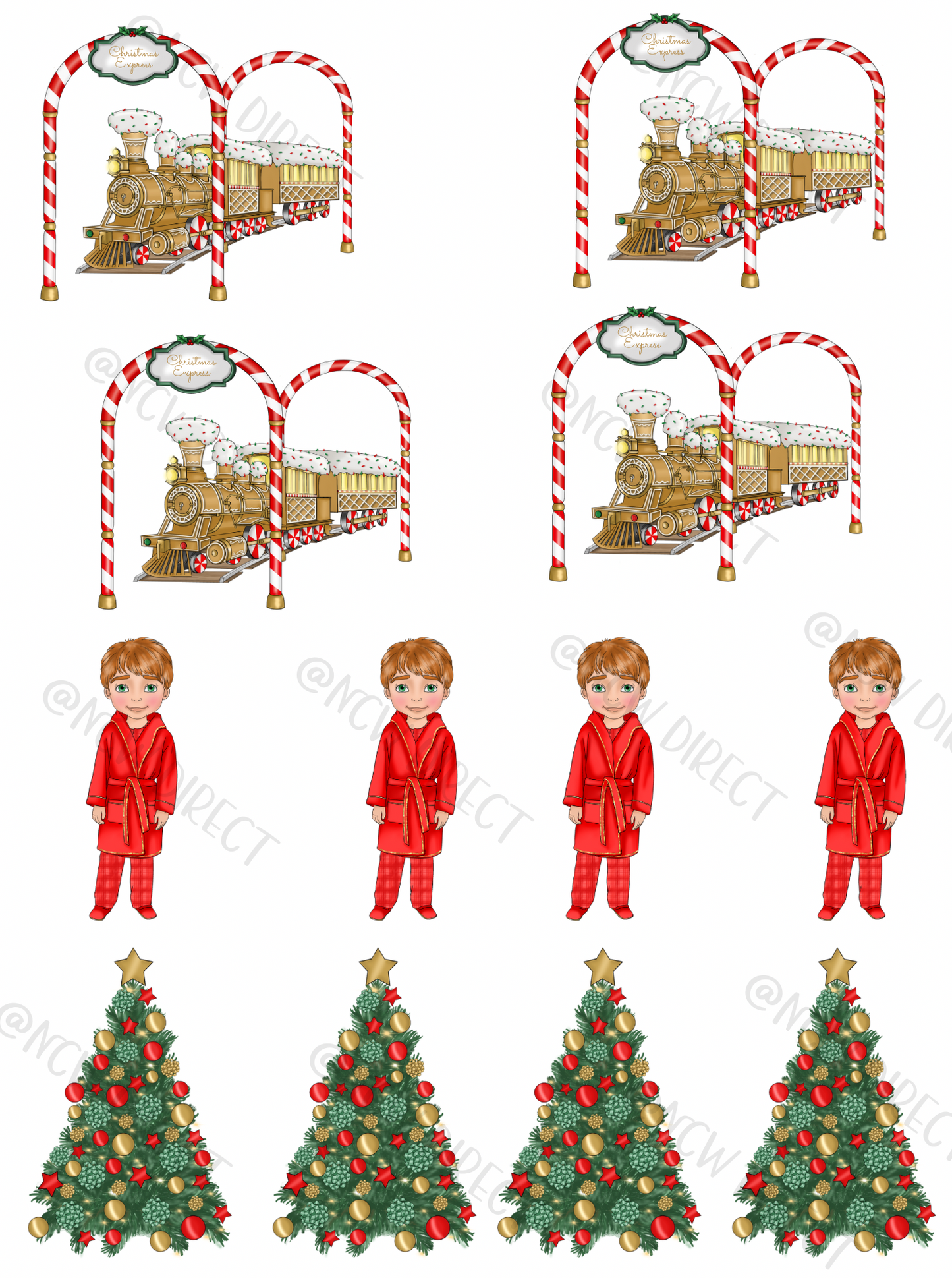 Christmas Express Boy Red Gingerbread Train UVDTF