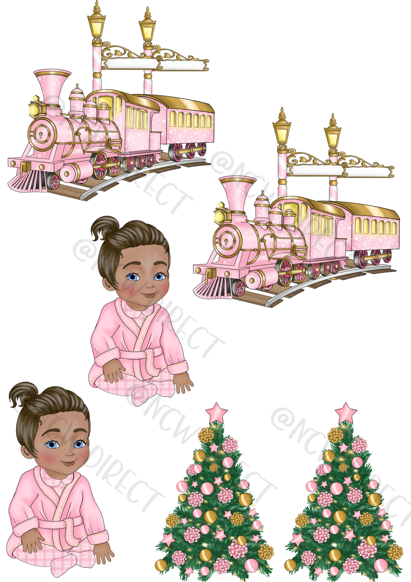 Christmas Express Baby Pink Girl UVDTF