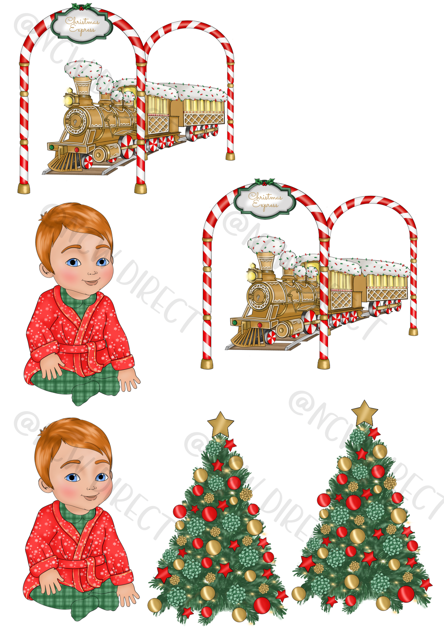 Christmas Express Baby Boy Red UVDTF