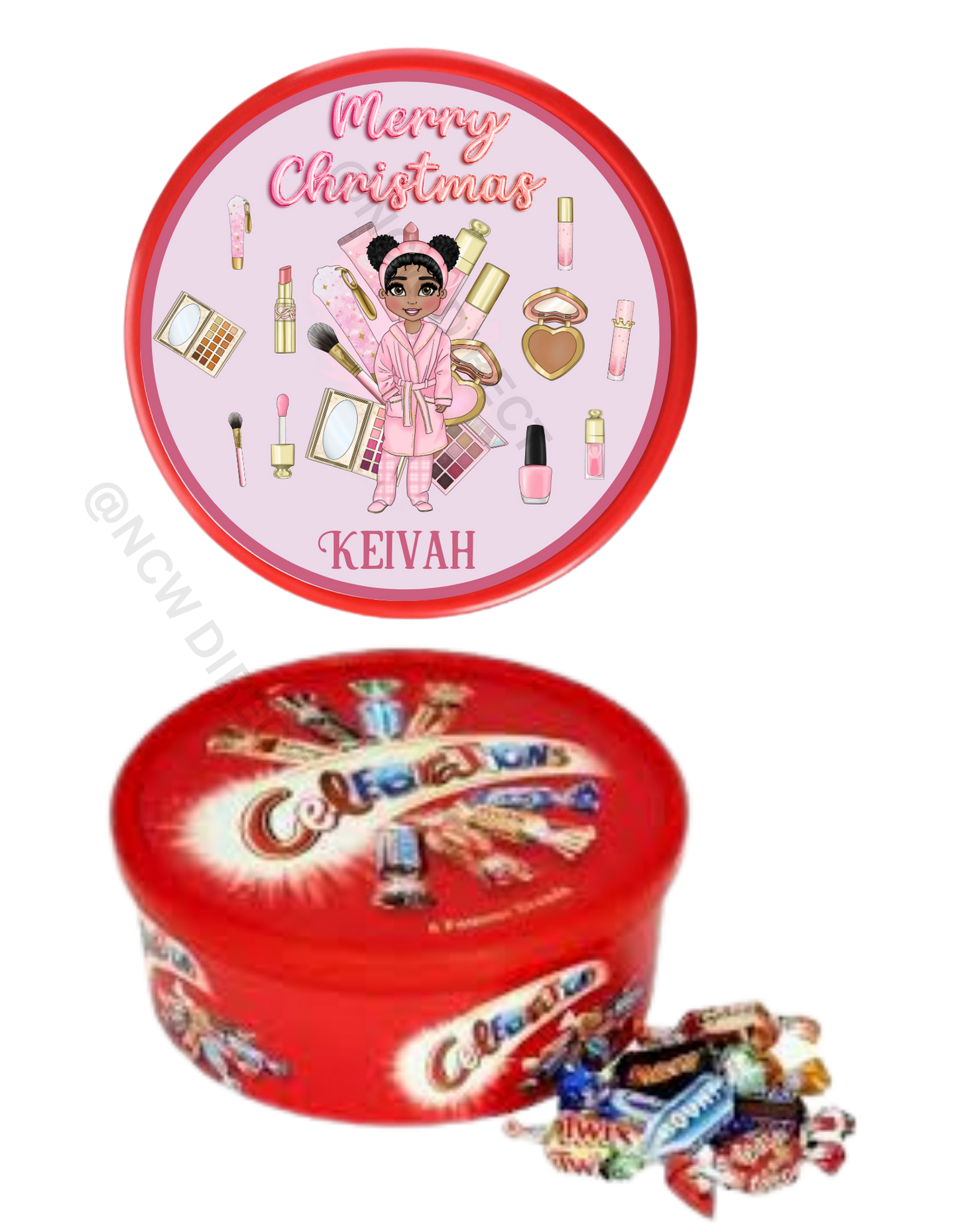 Chocolate Tub Sticker Make up Girl