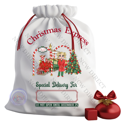 Christmas Express Girl DTF Print