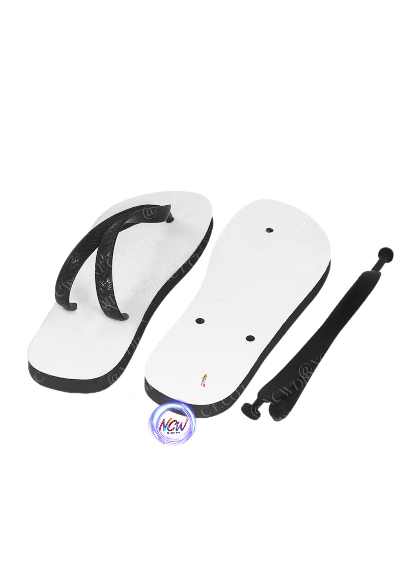 Sublimation Flip Flops with Black Straps (Adult)